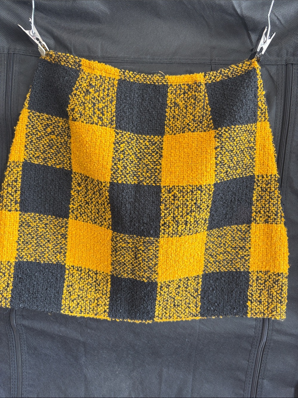 Forever 21 Yellow and Black Checkered Knit Mini Skirt